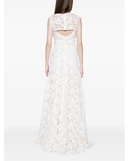 Costarellos White Lace Sleeveless Maxi Dress