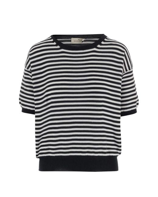 Bruno Manetti Black Striped-Pattern Crew-Neck Sweater
