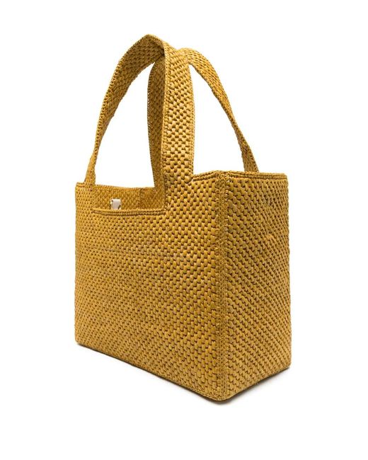 Loewe Metallic Small Font Raffia Tote Bag