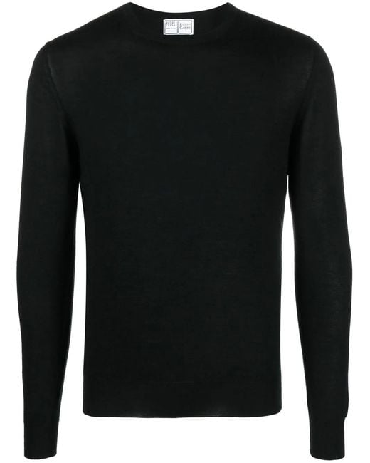 Fedeli Black Round-Neck Jumper for men