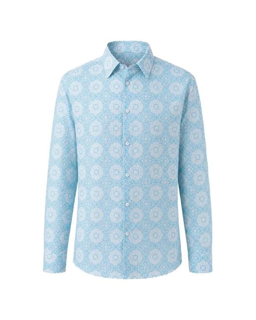 Peninsula Blue Geometric-Print Shirt for men