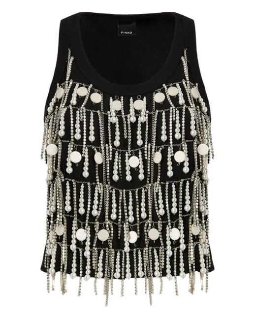Pinko Black Pearl Chain Top
