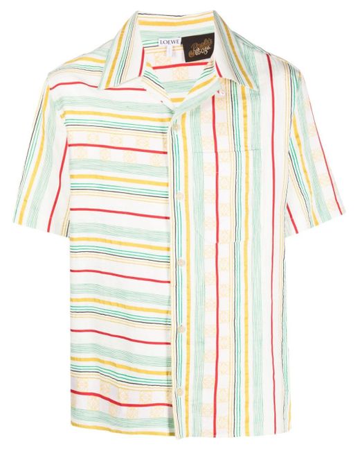 Loewe White Striped Short-sleeve Shirt for men
