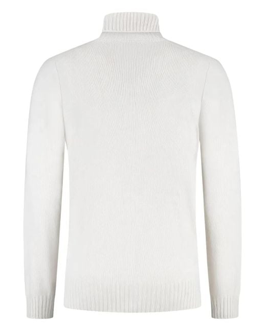 Gran Sasso White Turtleneck Ribbed Sweater for men
