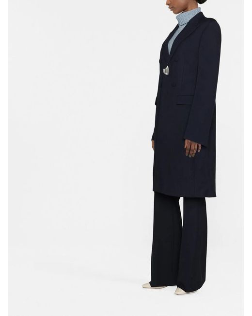 Jil Sander Blue Single-Button Wool Coat