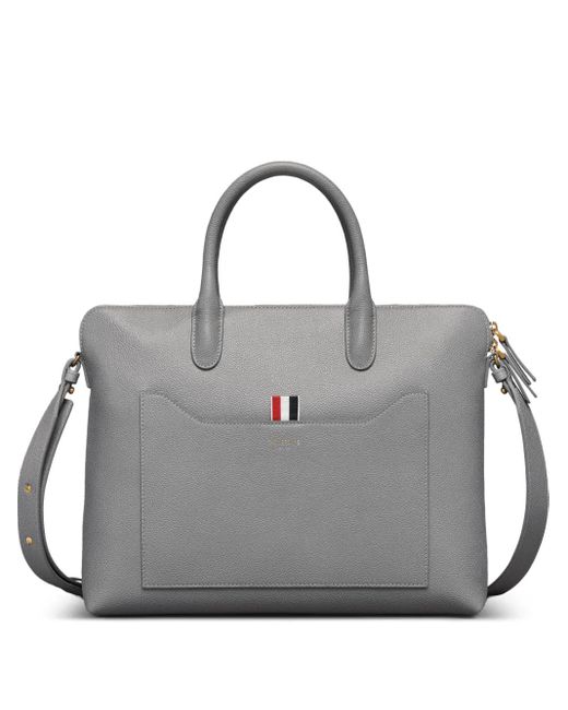 Portadocumenti Con Finitura Zigrinata di Thom Browne in Gray da Uomo