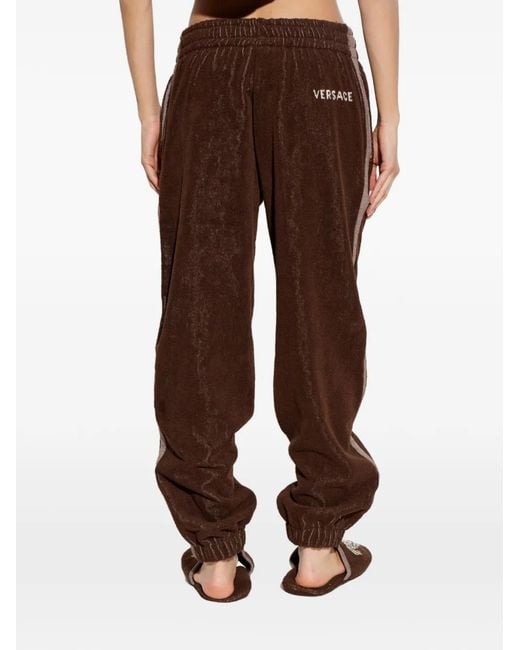 Versace Brown Pantalon De Jogging À Logo Brodé