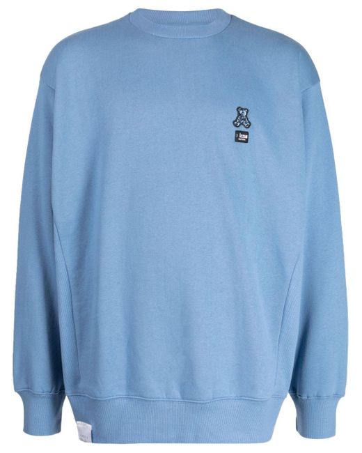 Izzue Blue Bear-patch Fleece Sweatshirt for men