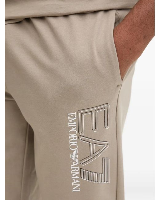 EA7 Natural Logo-Print Drawstring Track Pants for men