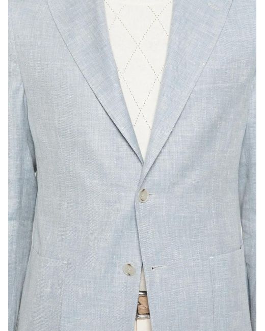 Barba Napoli Blue Notched-Lapel Single-Breasted Blazer for men