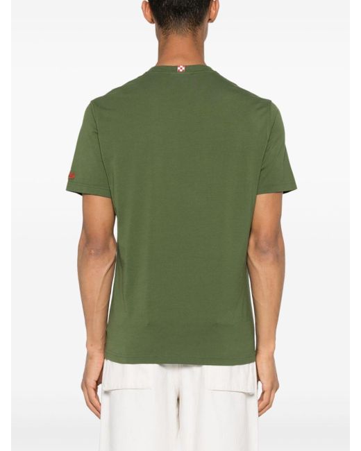 Mc2 Saint Barth Green Logo-embroidered Cotton T-shirt for men