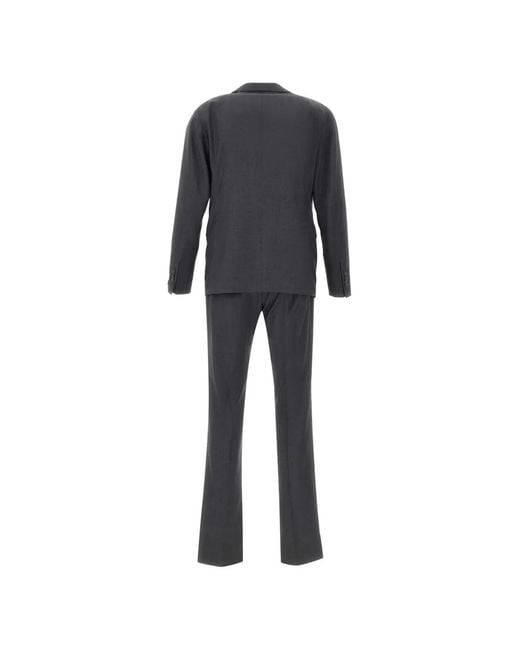 Tagliatore Black Peak-Lapel Wool Suit for men