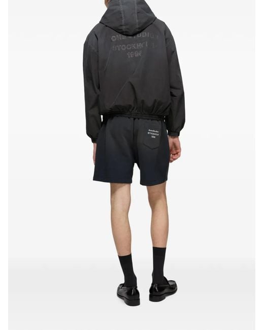 Acne Black Hoodie Zippé À Logo Imprimé