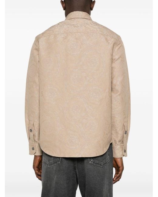 Versace Natural Barocco-jacquard Cotton Shirt for men