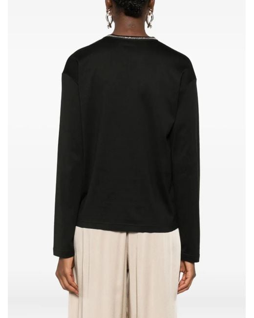 Fabiana Filippi Black Embellished-Neckline T-Shirt