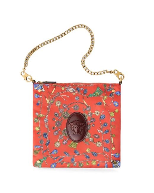 Versace Red Cabine Printed Duchesse Shoulder Bag