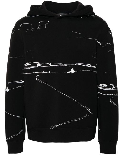 Sudadera con capucha y paisaje estampado Emporio Armani de hombre de color Black