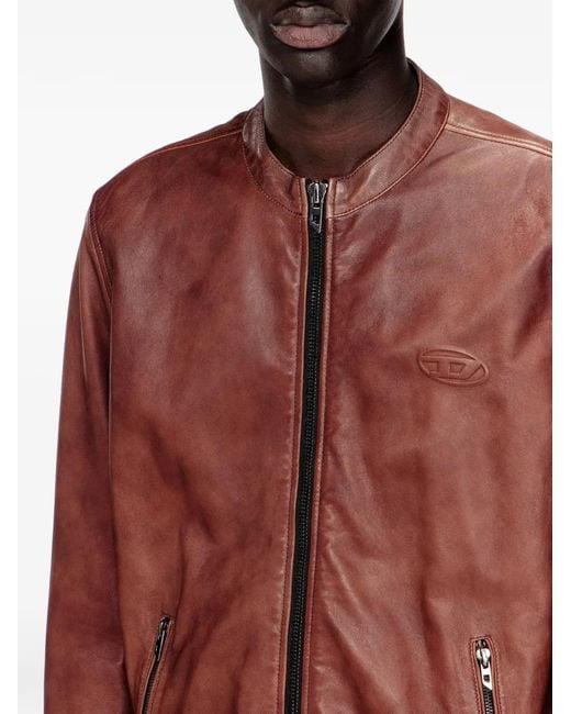 DIESEL Red L-Tad-Bkbx Leather Jacket for men