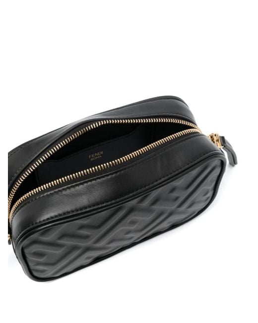 Fendi Black Camera Case Embossed Leather Crossbody Bag
