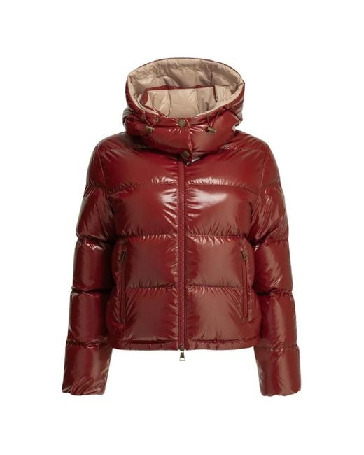 Moncler Red Niveole Quilted Hooded Jacket
