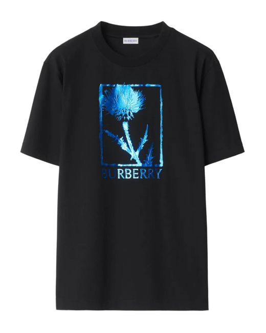 Burberry Black Thistle Cotton T-Shirt for men
