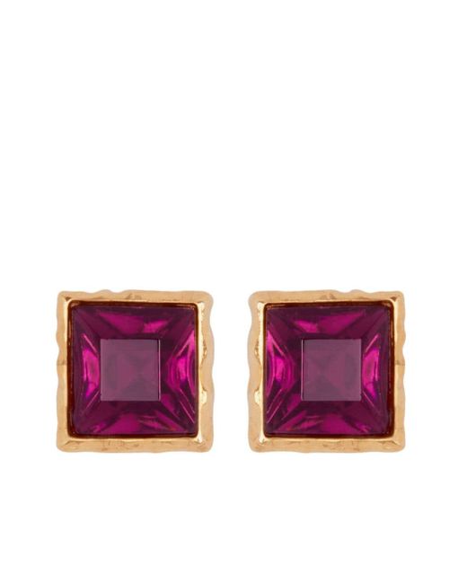 Oscar de la Renta Purple Square Crystal Earrings