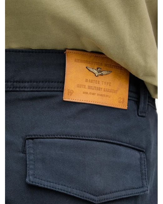 Aeronautica Militare Blue Logo-Patch Cargo Shorts for men