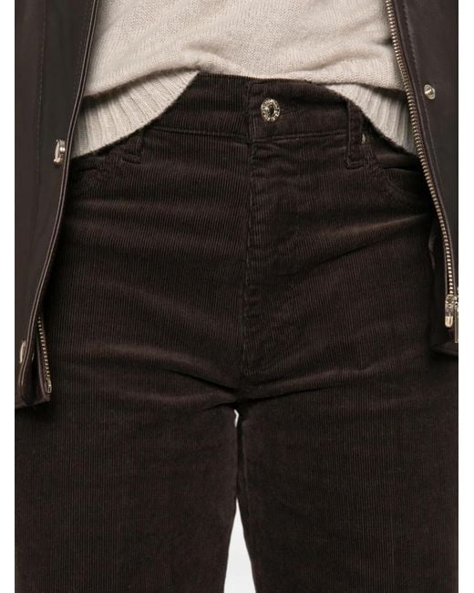 7 For All Mankind Black Stovepipe Belt-Loop Corduroy Trousers