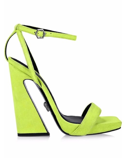 Philipp Plein Green Suede Sandals