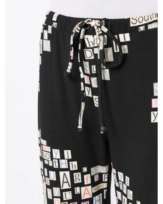 Amir Slama Black Text-Print Straight-Leg Trousers