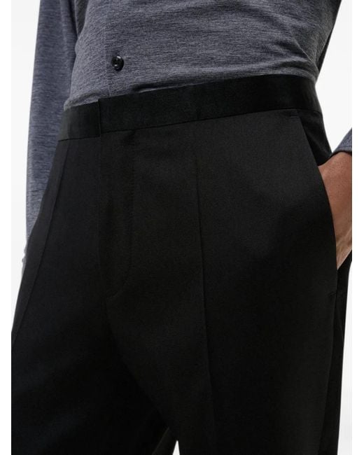 HUGO Black Satin-Waistband Tailored Trousers for men