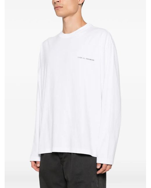 7 For All Mankind White Graphic-Print Long-Sleeve T-Shirt for men