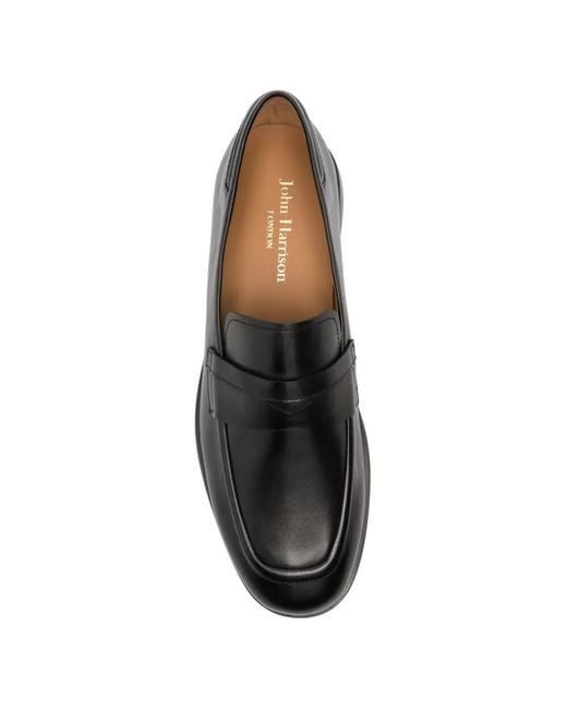 JOHN HARRISON Black Penny-Strap Leather Loafers for men
