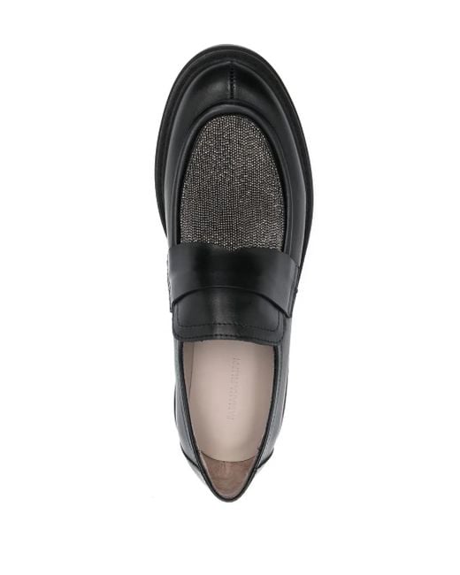 Fabiana Filippi Black Bead-Embellished Slip-On Loafers
