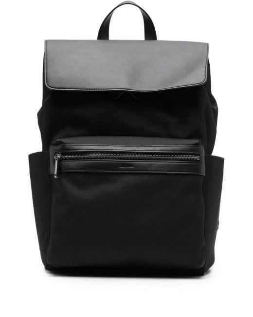 Calvin Klein Black Flap-Pocket Backpack for men