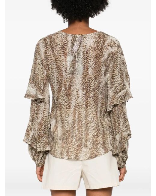 Twinset Brown Ruffle-Detail Top