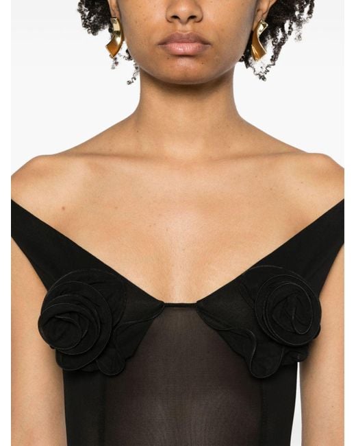 Magda Butrym Black Floral-appliqué Bodysuit