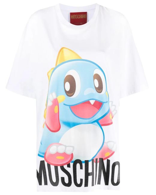 Moschino White Anime-Print Organic-Cotton T-Shirt