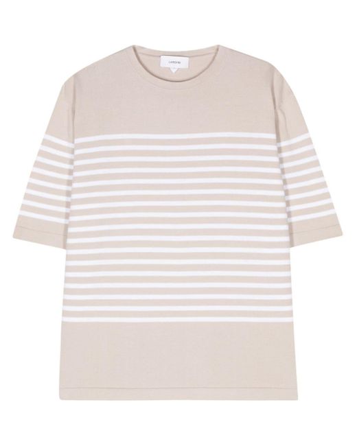 Lardini White Striped Knitted T-shirt for men