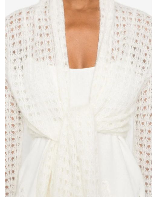 Fabiana Filippi White Fringe-Detail Open-Front Cardigan