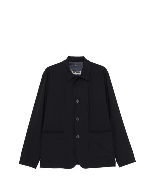 Herno Black Button-Fastening Blazer for men