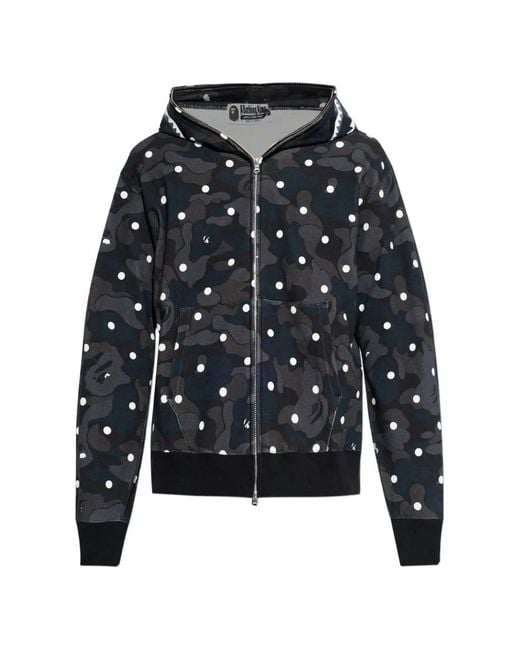A Bathing Ape Blue Polka-Dot Camouflage Zip-Up Hoodie for men