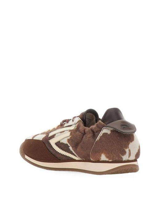 PURAAI Brown Panther Cow-Print Low-Top Sneakers