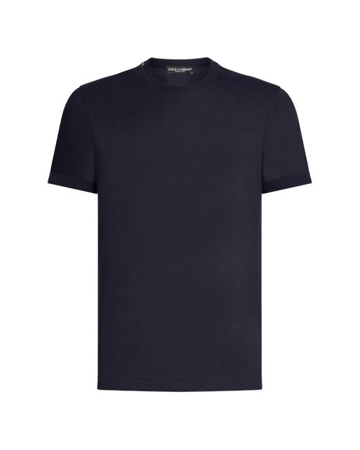 Dolce & Gabbana Blue Short-Sleeved Silk T-Shirt for men