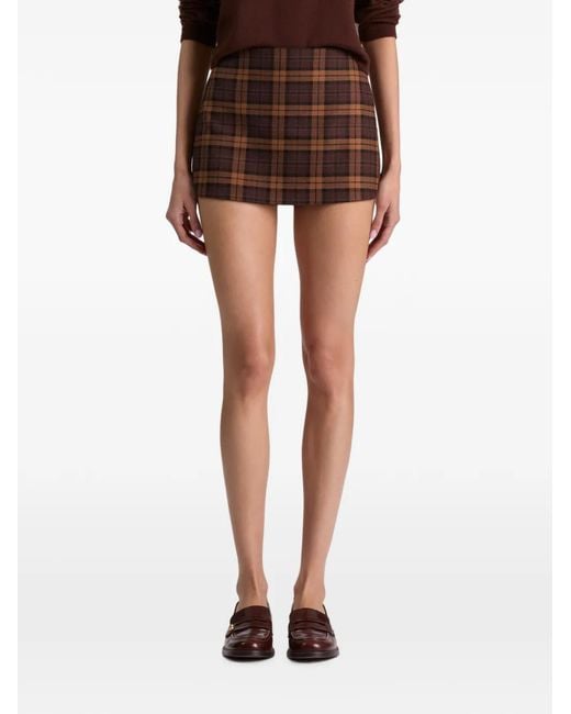 Alice + Olivia Brown Mace Checked Skort