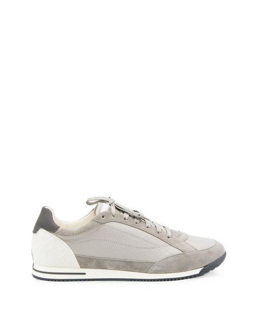 Brunello Cucinelli White Leather Panelled Sneakers for men