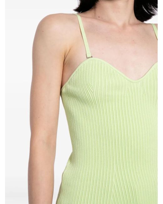 Emporio Armani Yellow Sweetheart-Neck Ribbed Tank Top