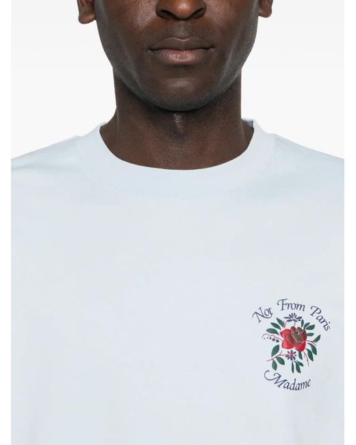 Drole de Monsieur White Slogan-Print T-Shirt for men