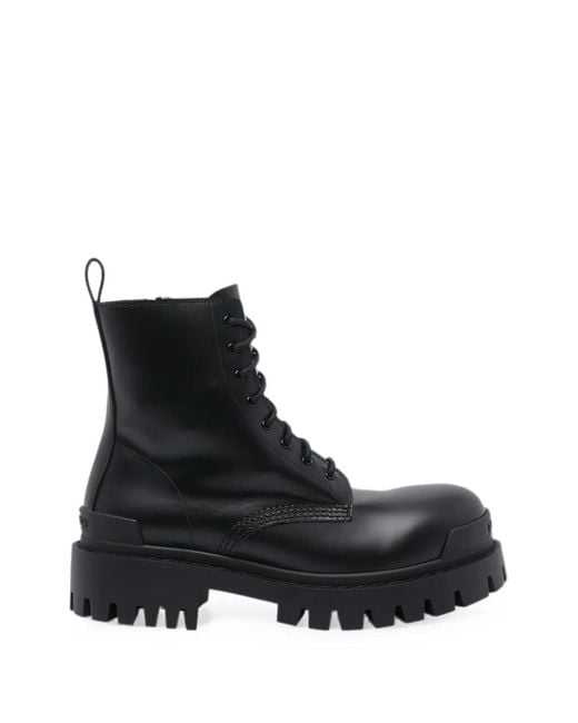 Balenciaga Black Strike Lace-Up Ankle Boots for men