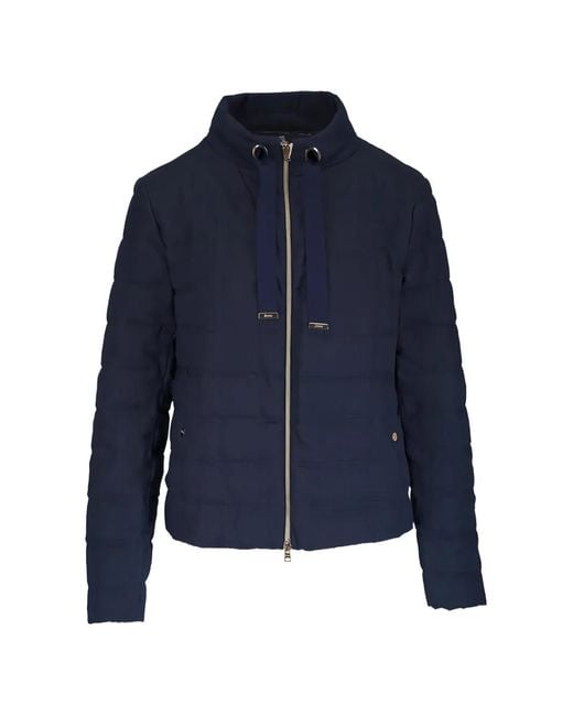 Herno Blue Quilted Drawstring Jacket